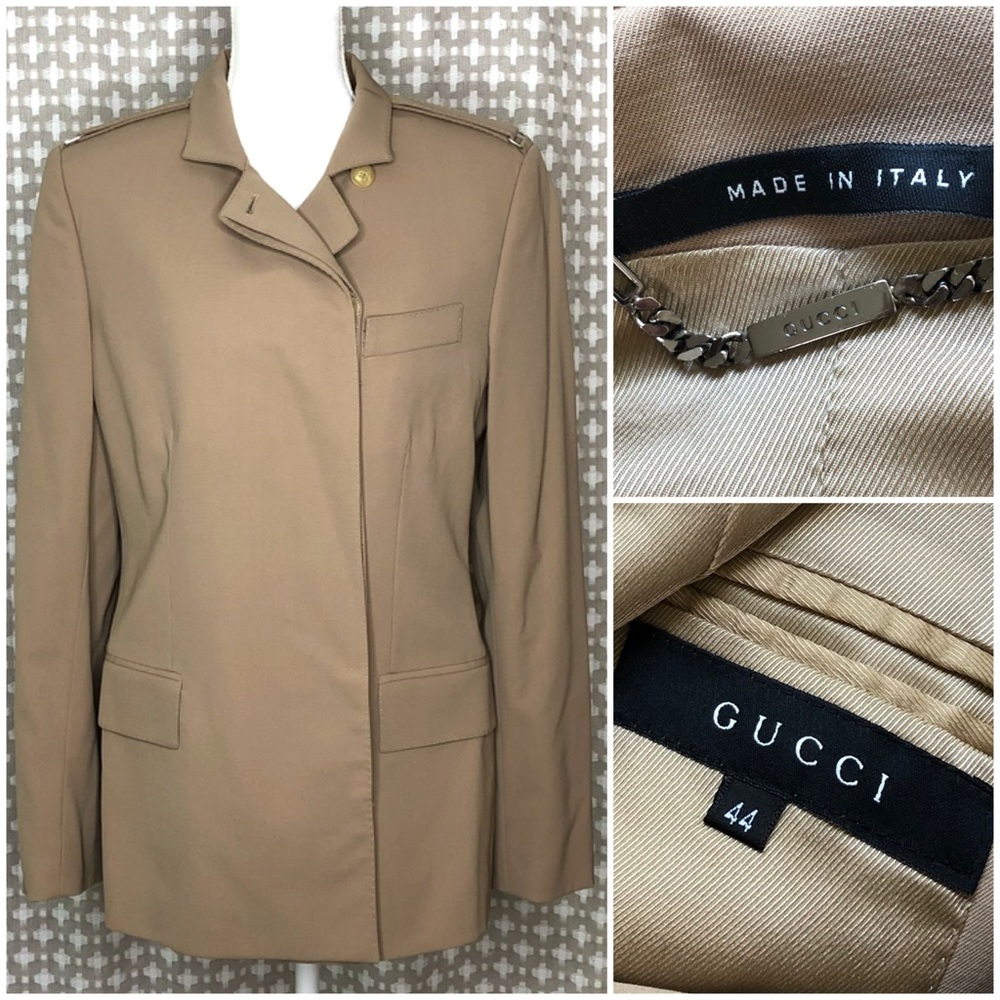 🌺HP🌺 GUCCI Vintage 1973 Coat Jacket Tan Womens 8 44 EUC